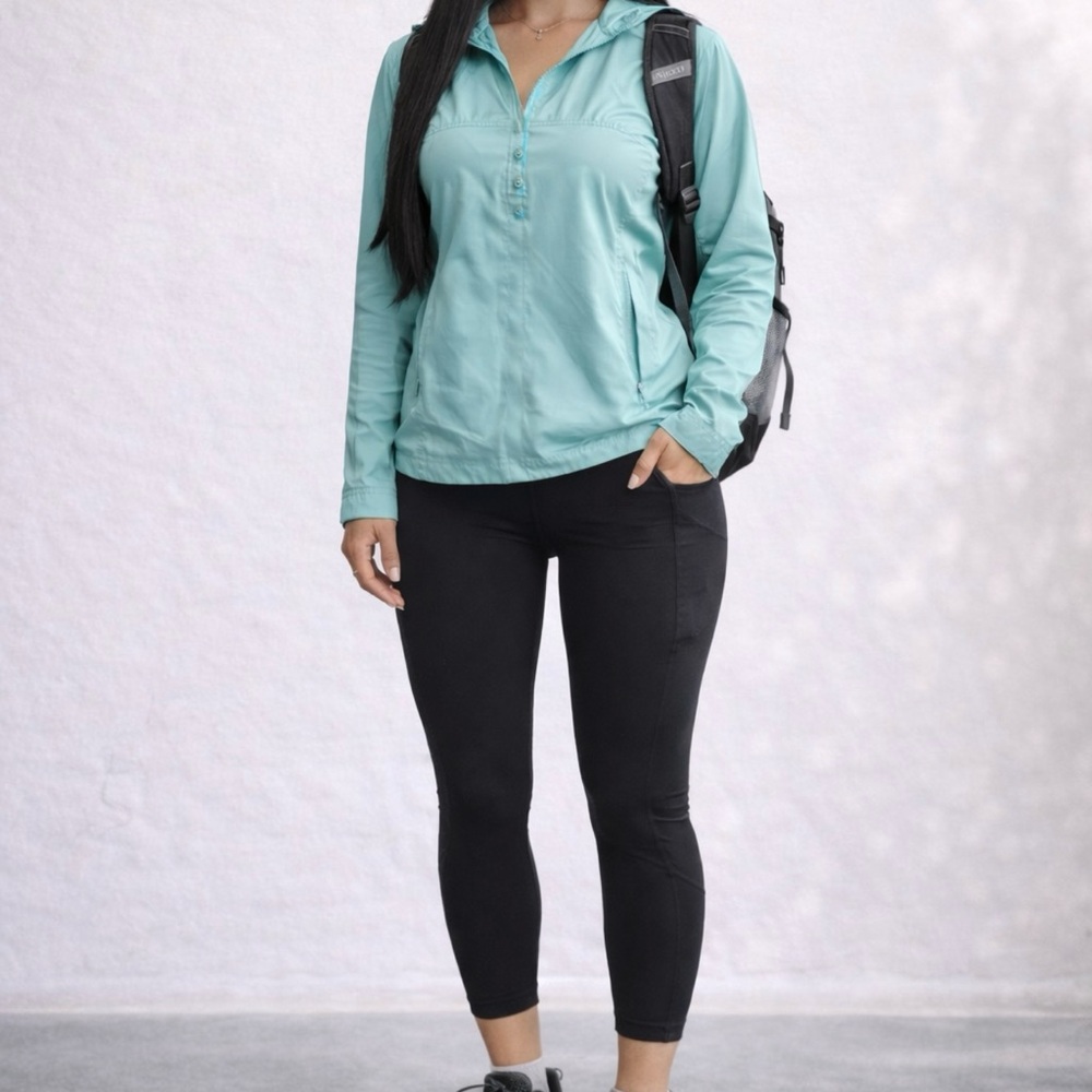 Blue Cloud Veil Half Button Pullover Windbreaker … - image 1